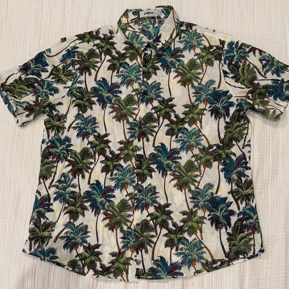 Tropical Palm Print Men's Casual Shirt